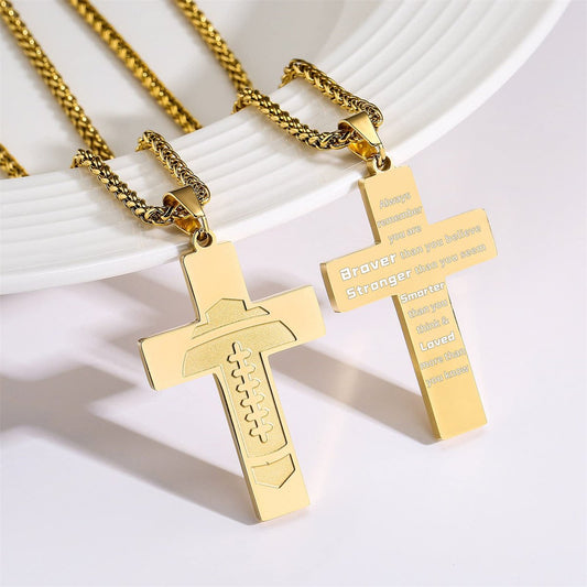 Football Cross Bible Pendant